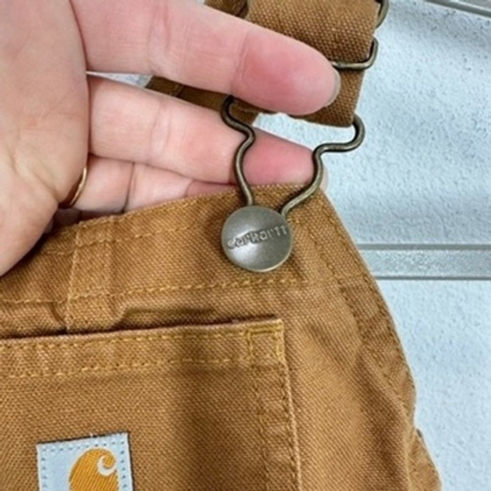 Carhartt Baby Toddler Set Brown Canvas Bib Overalls and Black Sweatshirt Size 6M - Picture 7 of 16